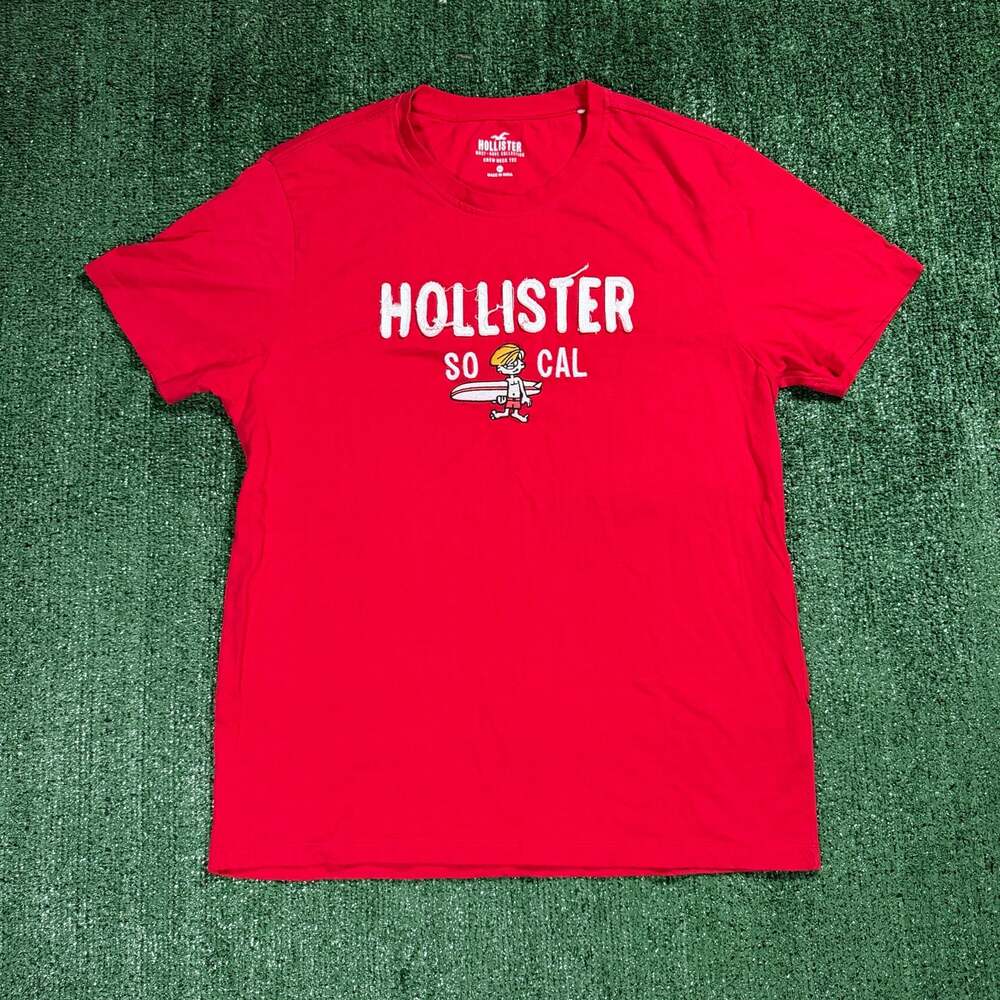 Y2K Mens Hollister Surf So Cal Crew Neck Short Sleeve Graphic T-Shirt XL